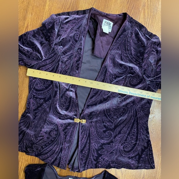 Vintage 80’s 90’s Velvet Dress & Vintage Jacket Set Royal Purple Sparkle Holiday - Picture 8 of 17